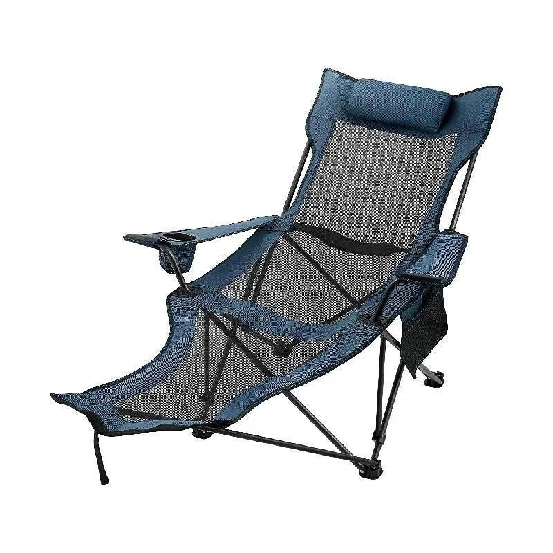 TheWellBeing ™ Outdoor Folding Camp Chair Backrest With Footrest Portable Bed Nap Chair - TheWellBeing4All