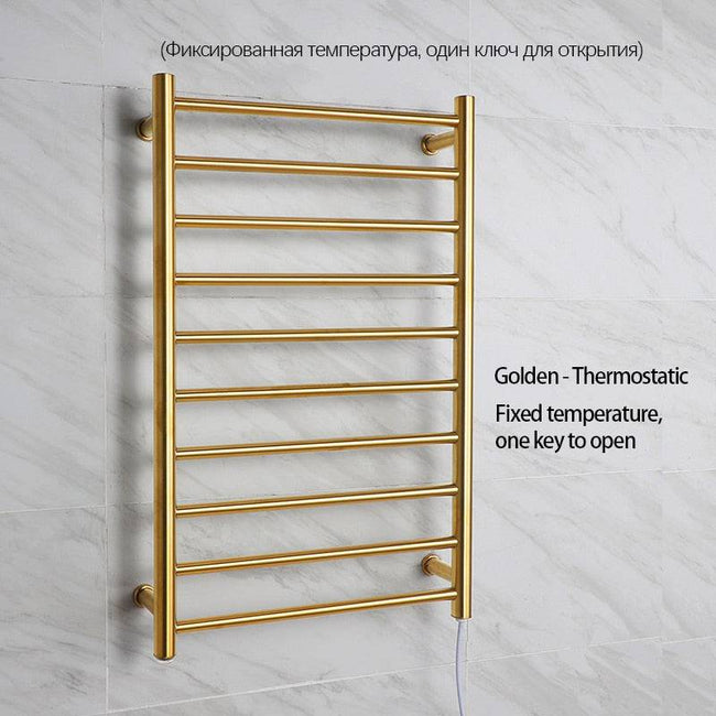 Gold Bathroom Electric Heated Towel Rail Stainless Steel Heated Towel Rack Smart Touch Towel Radiator Thermostatic Towel Warmer - TheWellBeing4All