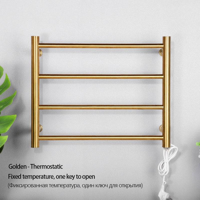 Gold Bathroom Electric Heated Towel Rail Stainless Steel Heated Towel Rack Smart Touch Towel Radiator Thermostatic Towel Warmer - TheWellBeing4All