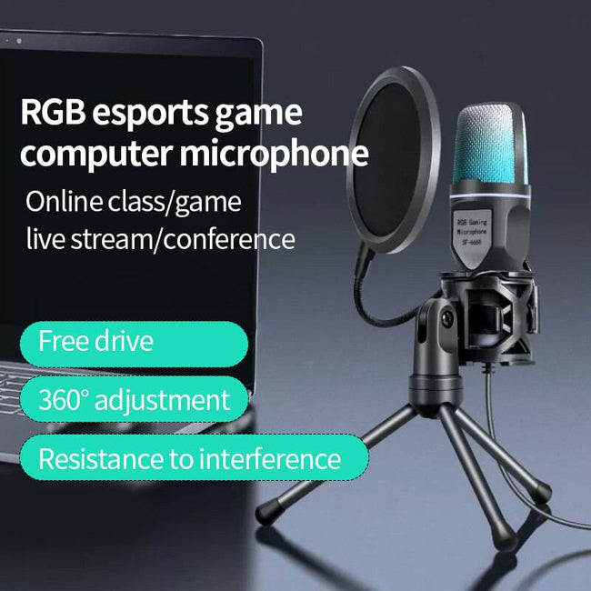 USB Microphone RGB Microphone Condensador Wire Gaming Mic for Podcast Recording Studio Streaming Laptop Desktop PC - TheWellBeing4All