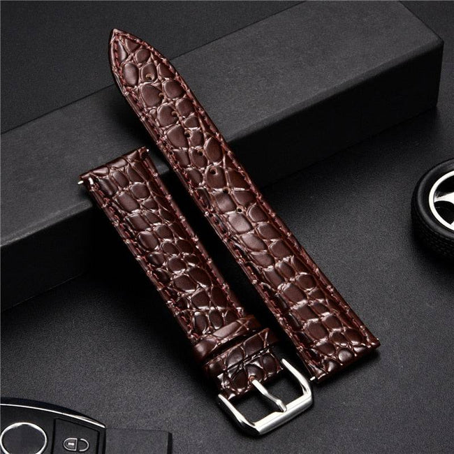 Crocodile Skin Calfskin Soft Watch Strap Leather Watchband - TheWellBeing4All