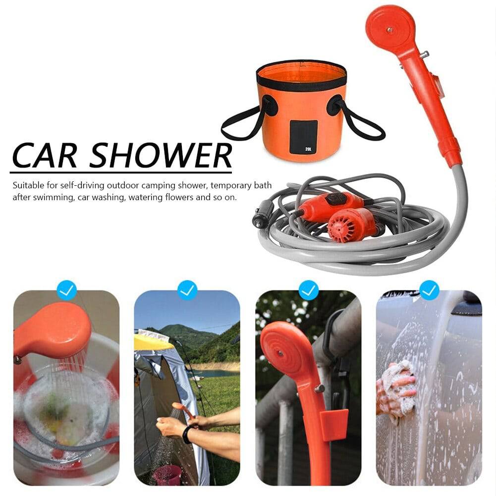 TheWellBeing™ Portable Outdoor Camping Travel Bath Shower with Cigarette Lighter Car Washing - TheWellBeing4All