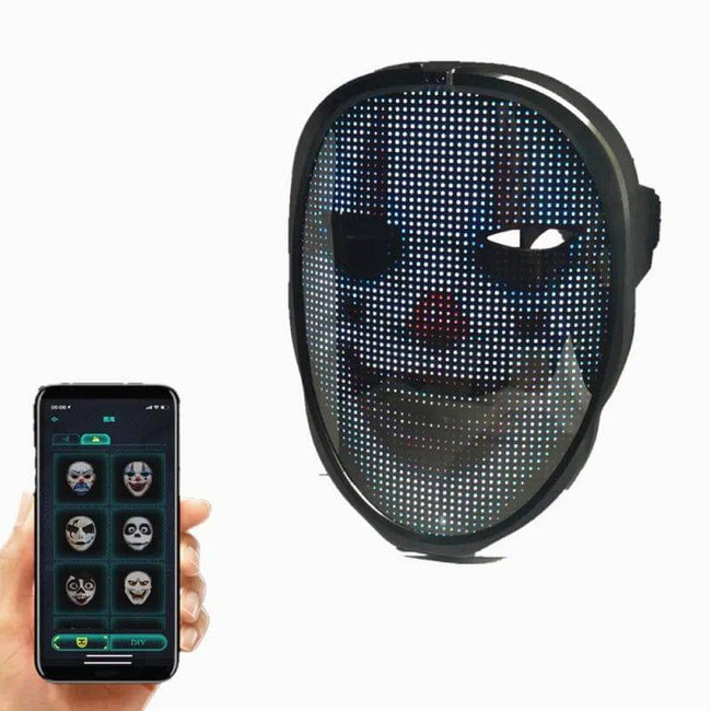 TheWellBeing™ LED Mask with Bluetooth App Control - Light Up Face Mask for Halloween Masquerade Party (Adults & Kids)