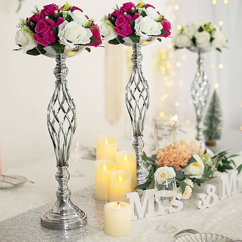 Flowers Metal Candle Holders Wedding Metal Flower Centerpiece Flower Rack Flowers Vases Candlestick Table Stand Home Party Decor - TheWellBeing4All