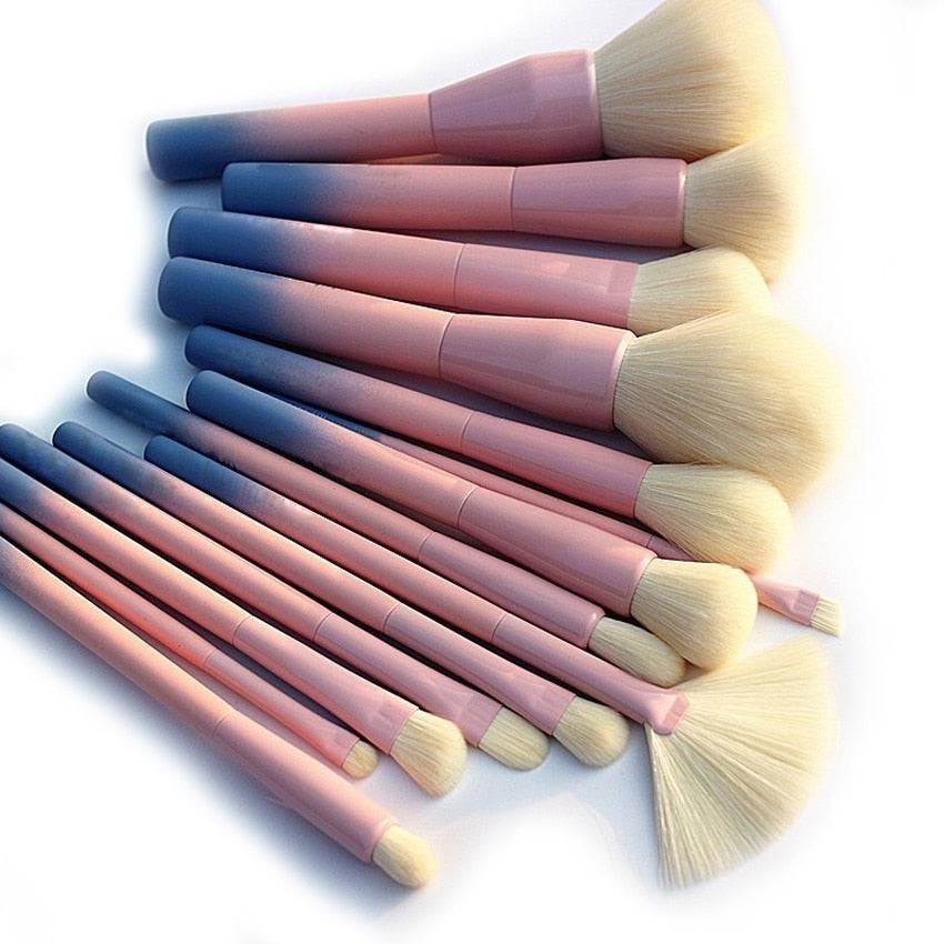 Pro Gradient Color 14pcs Makeup Brushes Set Soft Cosmetic Powder Blending Foundation Eyeshadow Blush Brush Kit Make Up Tools - TheWellBeing4All