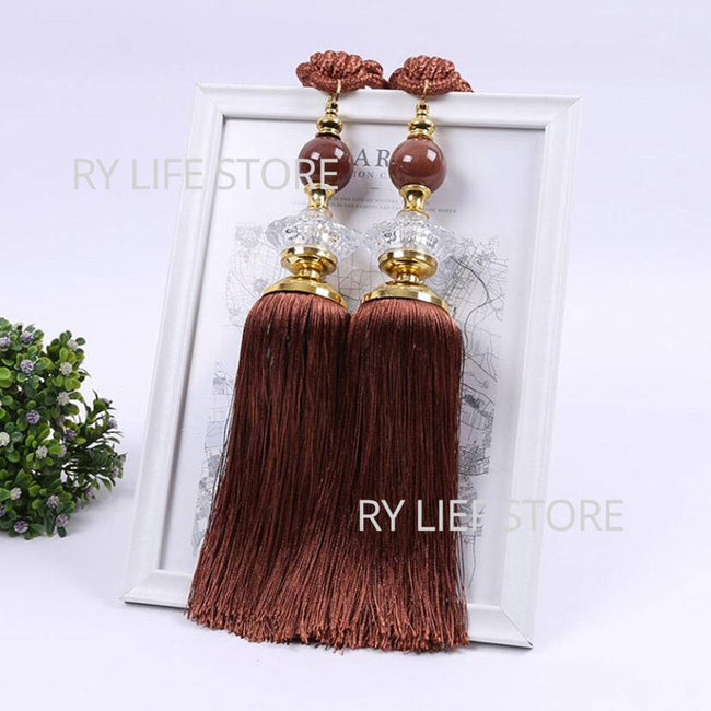 Decorative Beaded Tassel Curtain Tie Backs Holdbacks Tassel Fringe Curtain Tieback Curtain Holder Buckle Rope Accessories - TheWellBeing4All