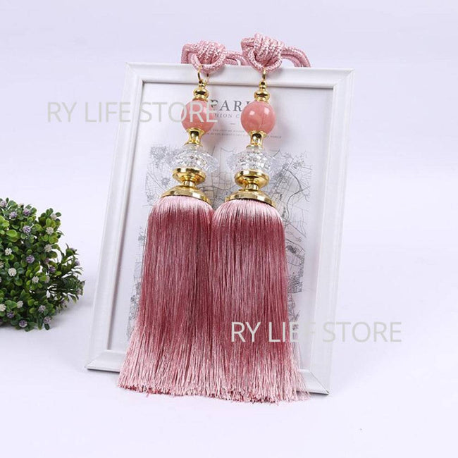 Decorative Beaded Tassel Curtain Tie Backs Holdbacks Tassel Fringe Curtain Tieback Curtain Holder Buckle Rope Accessories - TheWellBeing4All