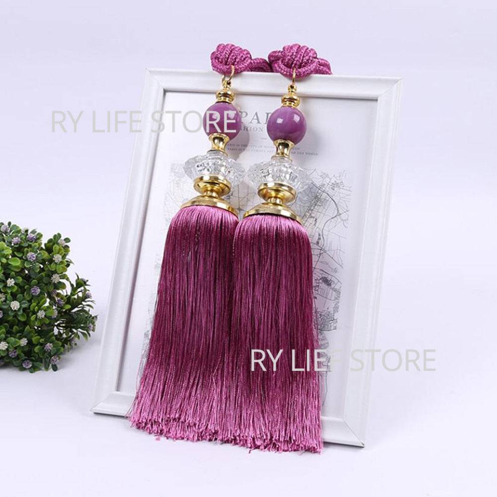 Decorative Beaded Tassel Curtain Tie Backs Holdbacks Tassel Fringe Curtain Tieback Curtain Holder Buckle Rope Accessories - TheWellBeing4All