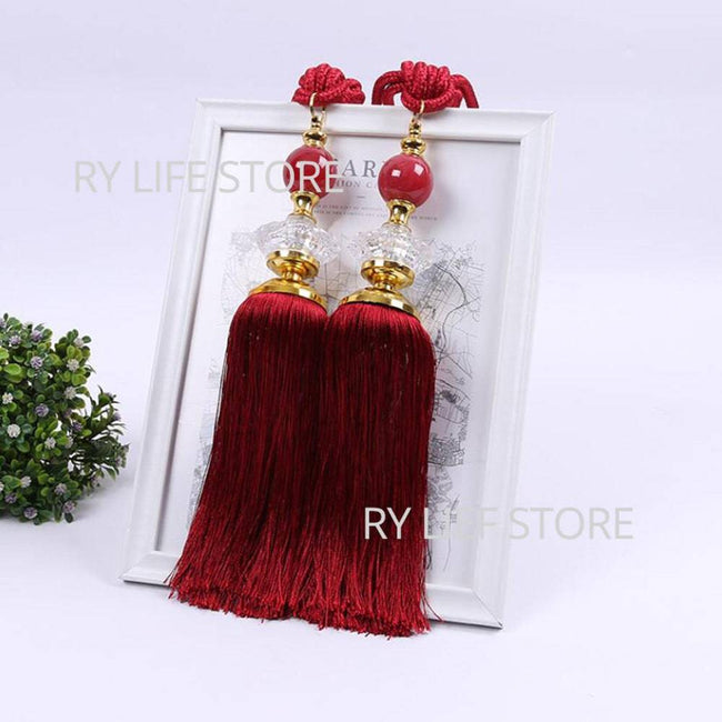 Decorative Beaded Tassel Curtain Tie Backs Holdbacks Tassel Fringe Curtain Tieback Curtain Holder Buckle Rope Accessories - TheWellBeing4All