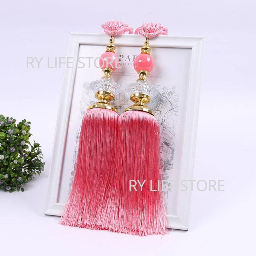 Decorative Beaded Tassel Curtain Tie Backs Holdbacks Tassel Fringe Curtain Tieback Curtain Holder Buckle Rope Accessories - TheWellBeing4All