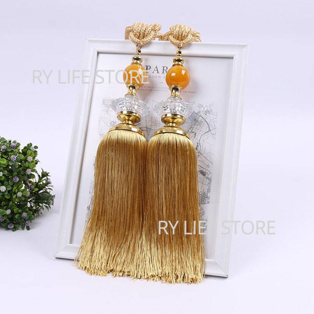 Decorative Beaded Tassel Curtain Tie Backs Holdbacks Tassel Fringe Curtain Tieback Curtain Holder Buckle Rope Accessories - TheWellBeing4All