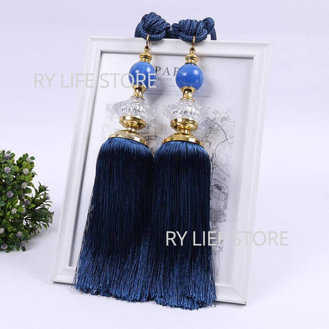 Decorative Beaded Tassel Curtain Tie Backs Holdbacks Tassel Fringe Curtain Tieback Curtain Holder Buckle Rope Accessories - TheWellBeing4All