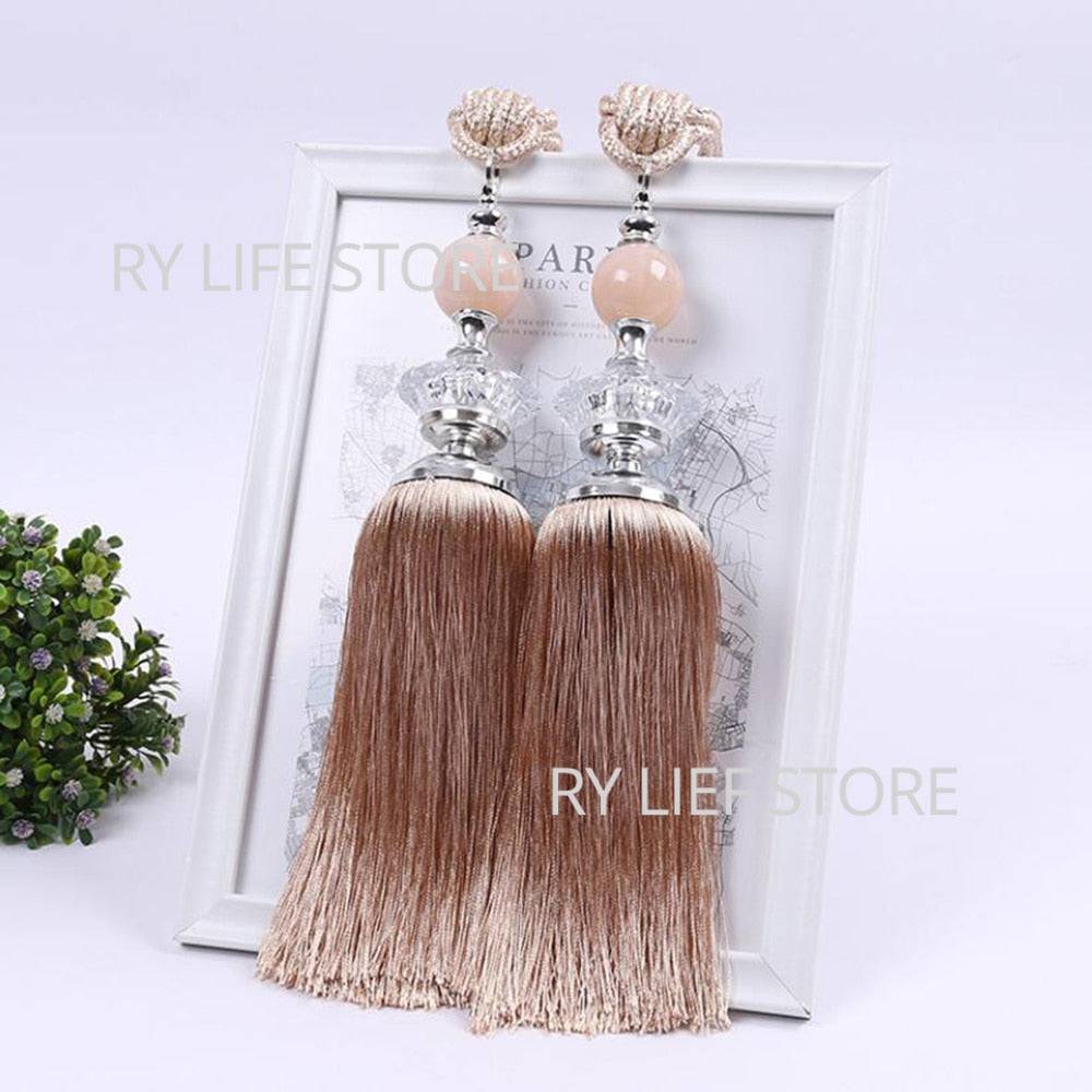 Decorative Beaded Tassel Curtain Tie Backs Holdbacks Tassel Fringe Curtain Tieback Curtain Holder Buckle Rope Accessories - TheWellBeing4All