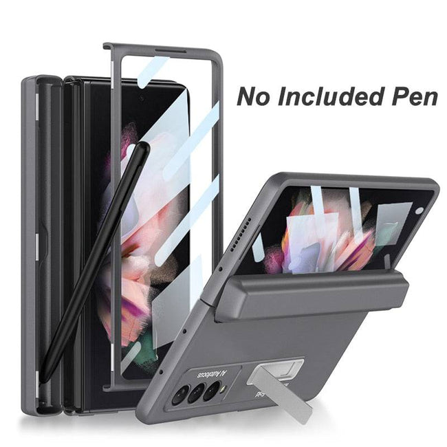 Magnetic Hinge All-included Pen Slot Cover For Samsung Galaxy Z Fold 3 Case Screen Tempered Glass For Galaxy Z Fold3 4 Cover - TheWellBeing4All