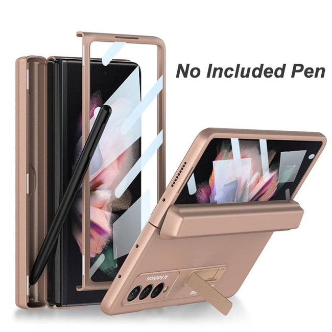 Magnetic Hinge All-included Pen Slot Cover For Samsung Galaxy Z Fold 3 Case Screen Tempered Glass For Galaxy Z Fold3 4 Cover - TheWellBeing4All