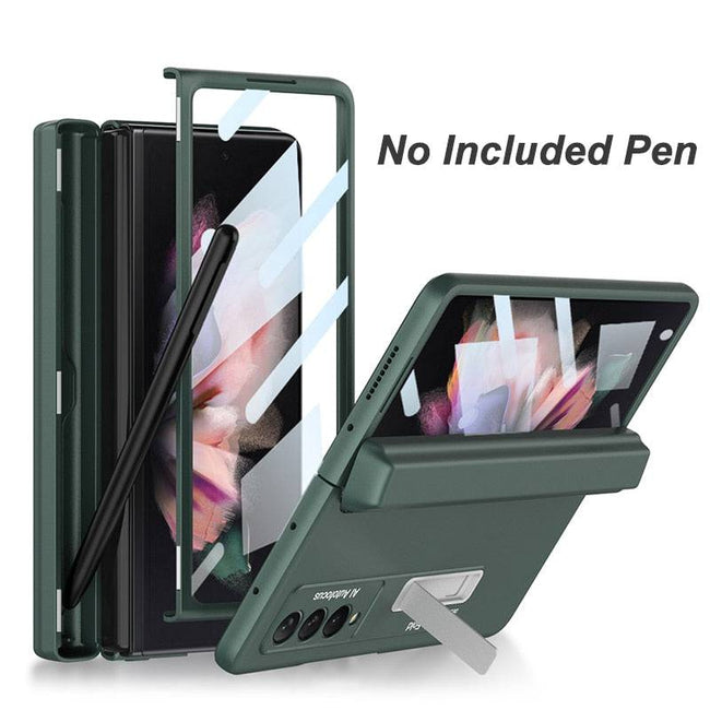 Magnetic Hinge All-included Pen Slot Cover For Samsung Galaxy Z Fold 3 Case Screen Tempered Glass For Galaxy Z Fold3 4 Cover - TheWellBeing4All