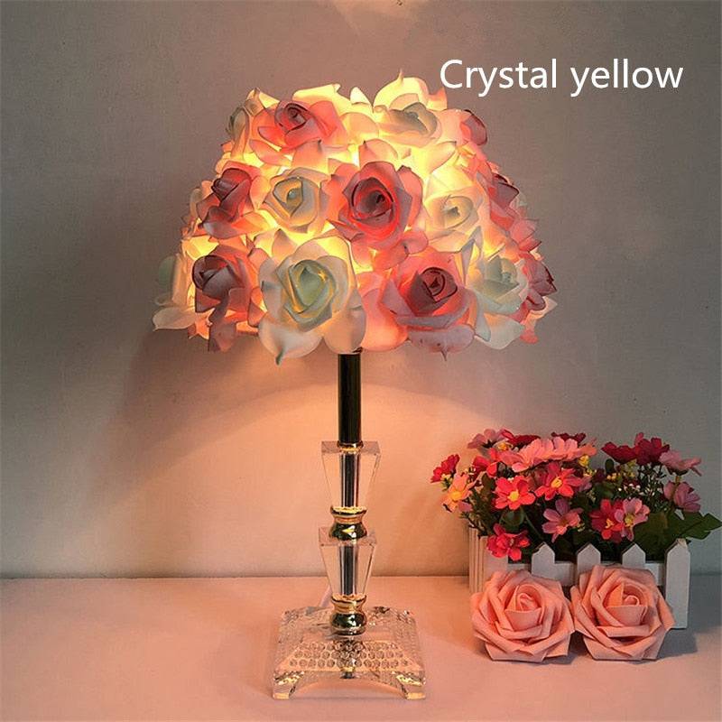 Rose Flower LED Table Lamp Wedding Party Bedroom Bedside Night Light - TheWellBeing4All