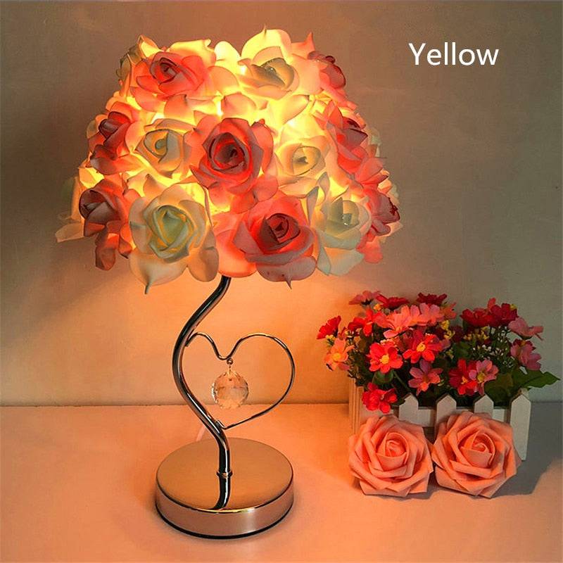 Rose Flower LED Table Lamp Wedding Party Bedroom Bedside Night Light - TheWellBeing4All