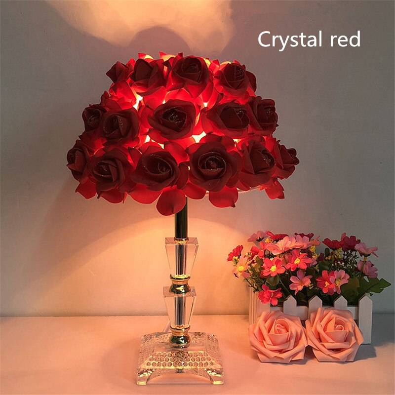 Rose Flower LED Table Lamp Wedding Party Bedroom Bedside Night Light - TheWellBeing4All