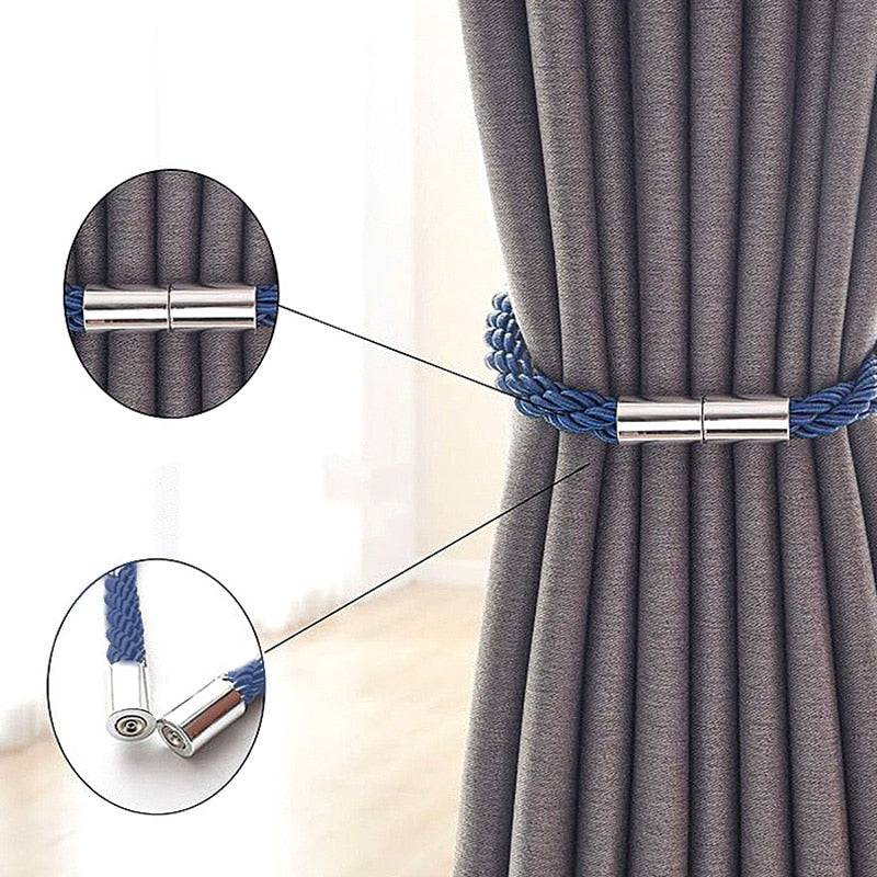 Curtain Magnetic Buckles Binding Rope Drapery Tieback Punch-Free Holder Hook Buckle Clip Curtains - TheWellBeing4All