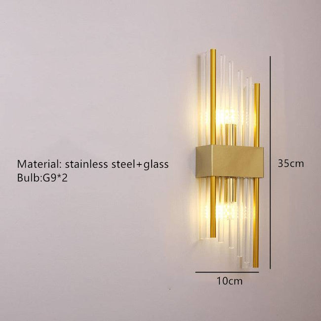 Clear Crystal LED Wall Lamp E14 Bulb Stainless Steel Wall Lights - TheWellBeing4All