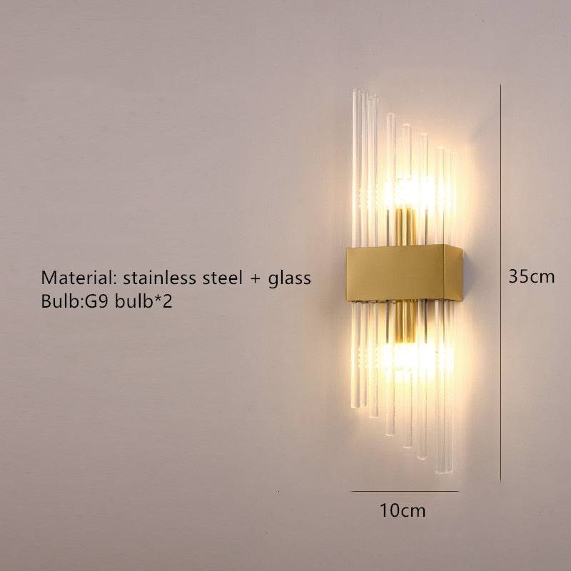 Clear Crystal LED Wall Lamp E14 Bulb Stainless Steel Wall Lights - TheWellBeing4All