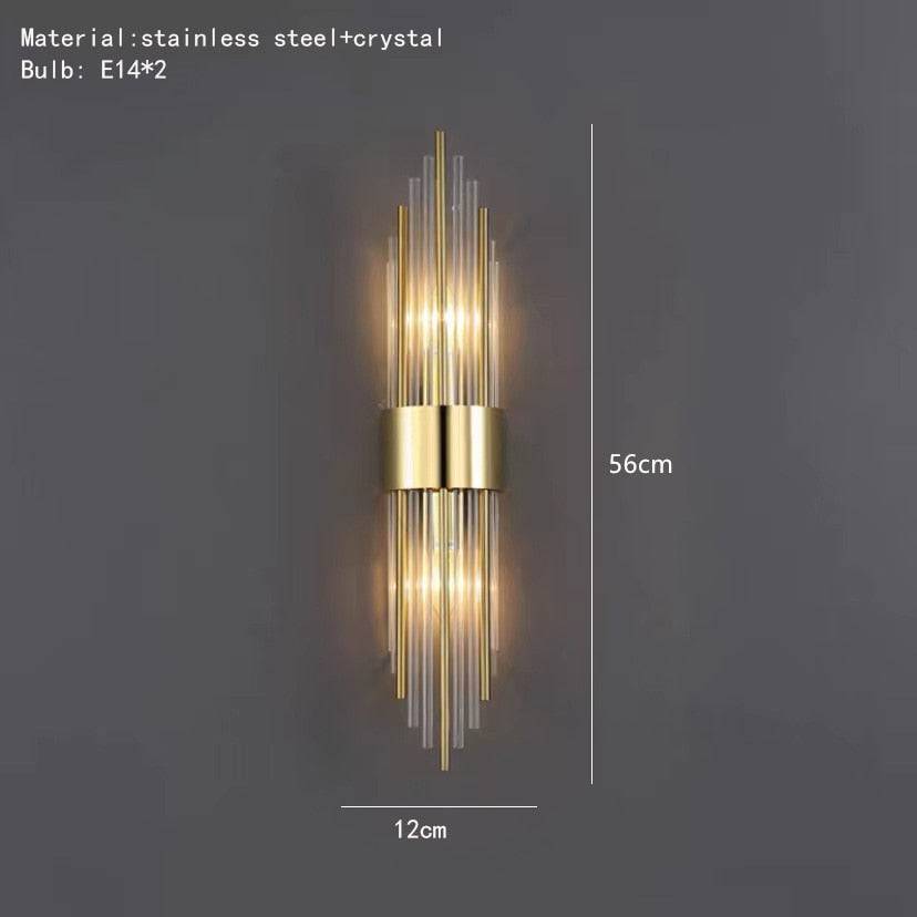 Clear Crystal LED Wall Lamp E14 Bulb Stainless Steel Wall Lights - TheWellBeing4All