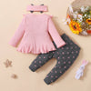 Newborn Baby Girls Clothes Set Pink Toddler Ruffle Tops Heart Print Bow Trousers Princess Casual Infant Outfits Clothes Suit - TheWellBeing4All