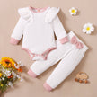 Newborn Baby Girls Clothes Set Pink Toddler Ruffle Tops Heart Print Bow Trousers Princess Casual Infant Outfits Clothes Suit - TheWellBeing4All