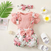 Newborn Baby Girls Clothes Set Pink Toddler Ruffle Tops Heart Print Bow Trousers Princess Casual Infant Outfits Clothes Suit - TheWellBeing4All