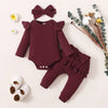 Newborn Baby Girls Clothes Set Pink Toddler Ruffle Tops Heart Print Bow Trousers Princess Casual Infant Outfits Clothes Suit - TheWellBeing4All