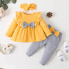 Newborn Baby Girls Clothes Set Pink Toddler Ruffle Tops Heart Print Bow Trousers Princess Casual Infant Outfits Clothes Suit - TheWellBeing4All