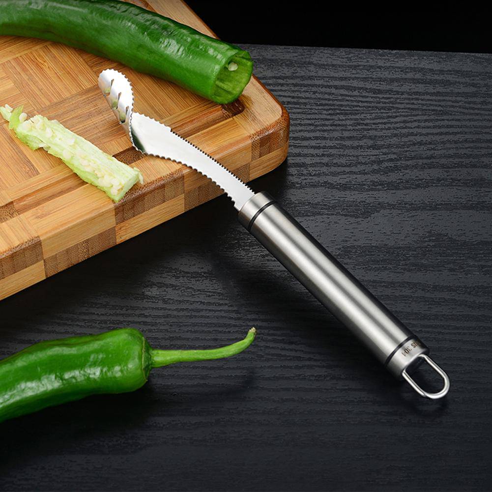 Stainless Steel Cut Pepper Tiger Skin Green Pepper Seeded Vegetable Slicer Tomato Core Remover Deseeder Tool - TheWellBeing4All