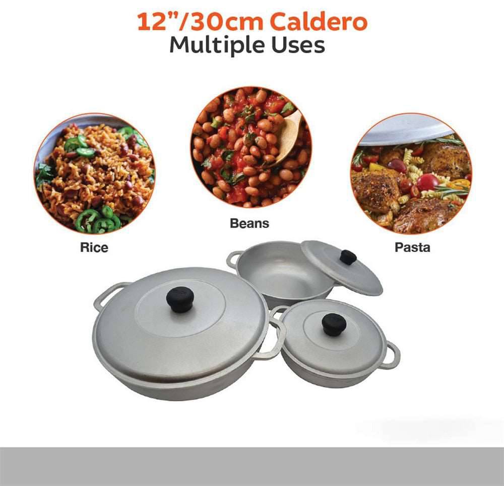 3 Piece Colombian Cast Aluminum Caldero or Dutch Oven Set with Lid, Pot Set - TheWellBeing4All