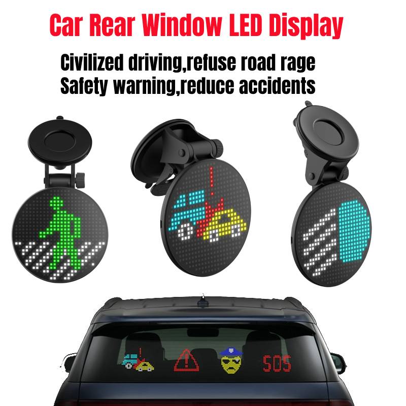 Car LED Display Screen Car Rear Window LED Display Emoticon APP Control Blue-tooth - TheWellBeing4All