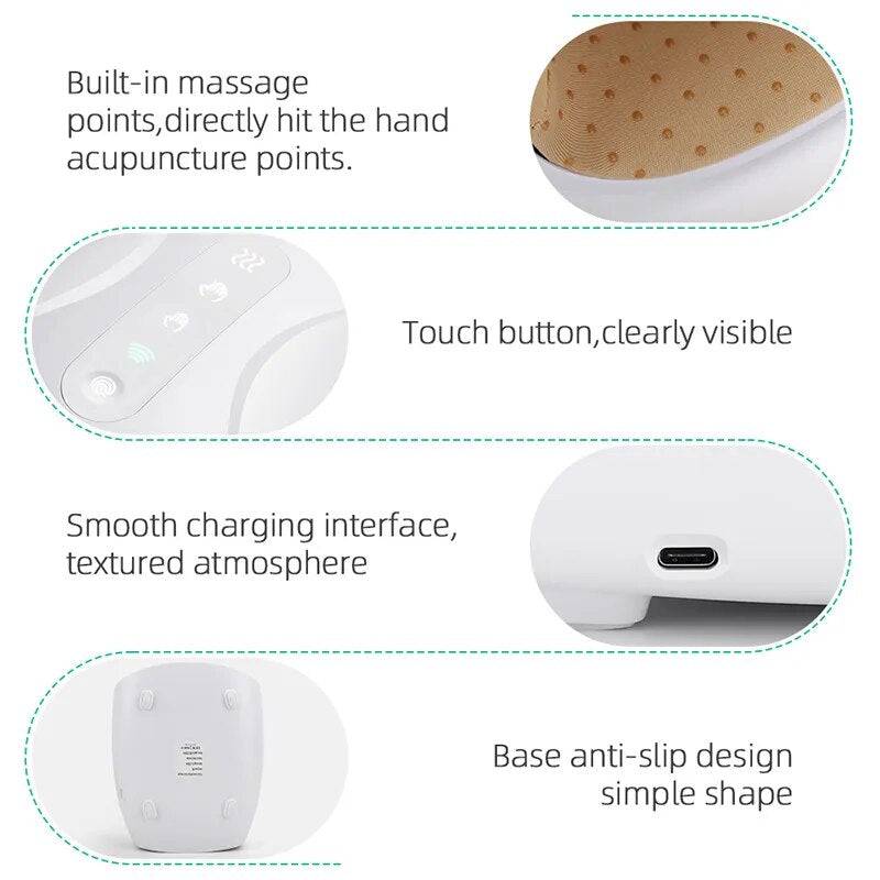 Electric Hand Massager Device Palm Finger Acupoint Wireless Massage with Air Pressure and Heat Compression - TheWellBeing4All