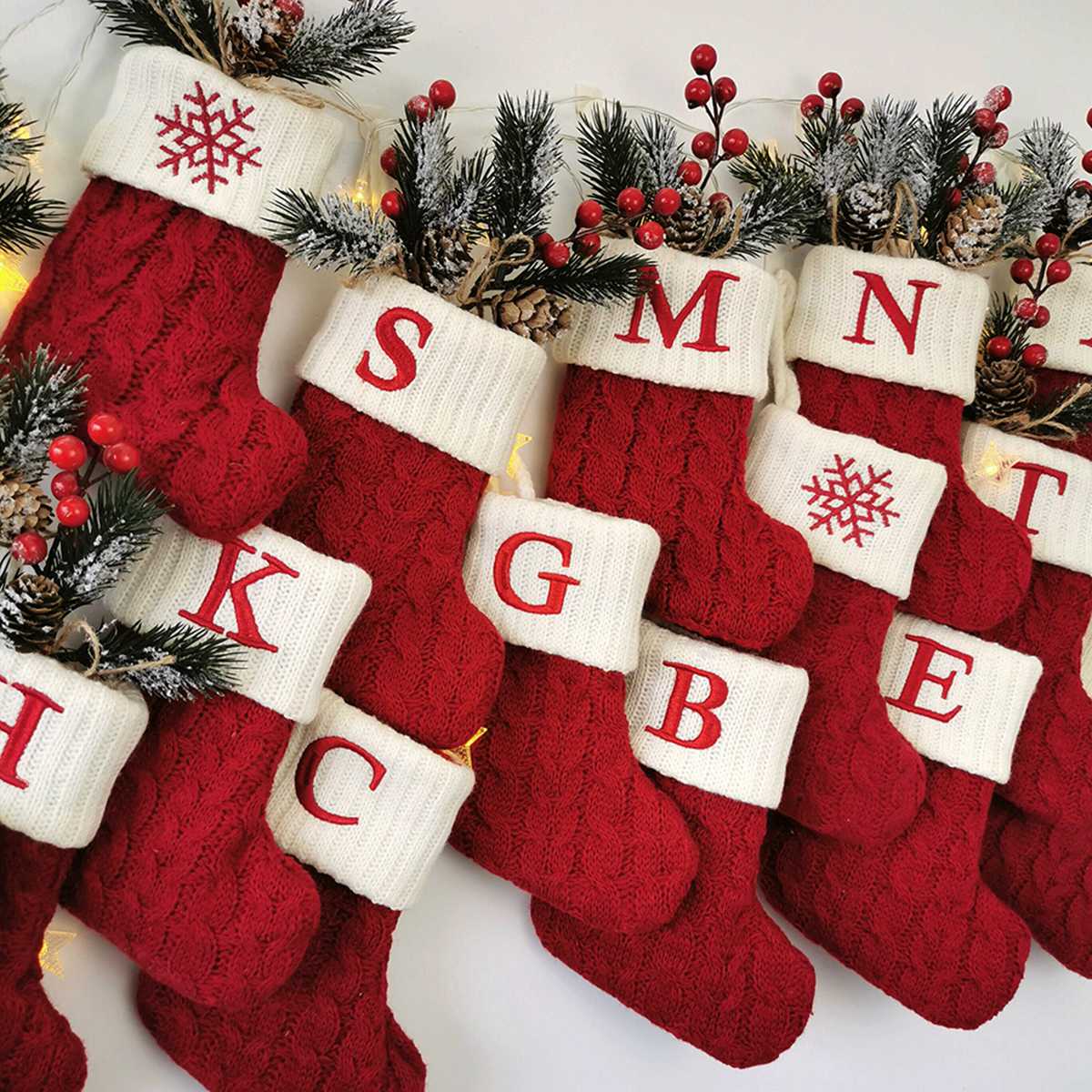 Christmas Alphabet Knitting Socks Christmas Tree Ornaments Christmas Decorations - TheWellBeing4All