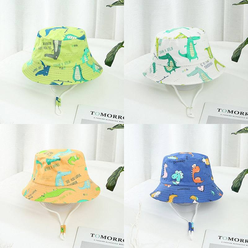 Children Cotton Cartoon Bucket Cap For Boys Printing Floral Baby Girls Sun Hat Flower Kids Bonnet - TheWellBeing4All