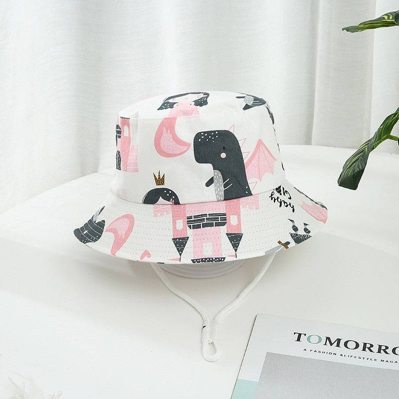 Children Cotton Cartoon Bucket Cap For Boys Printing Floral Baby Girls Sun Hat Flower Kids Bonnet - TheWellBeing4All