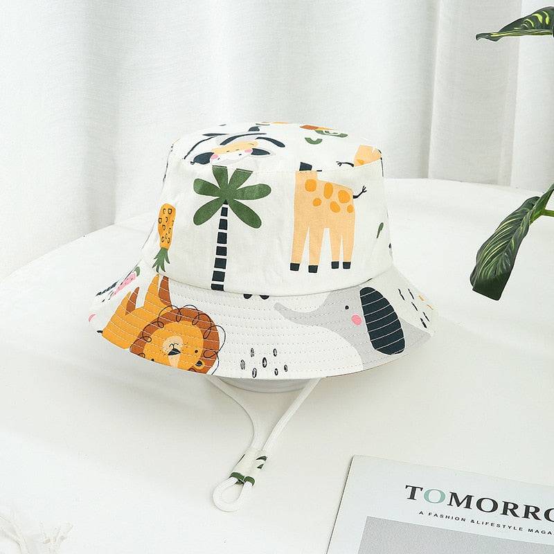 Children Cotton Cartoon Bucket Cap For Boys Printing Floral Baby Girls Sun Hat Flower Kids Bonnet - TheWellBeing4All