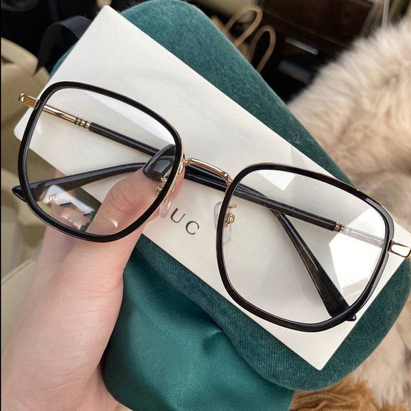 Girl Retro Green Frame Plain Glasses Blue Light Bezel Transparent Eyewear Glasses - TheWellBeing4All