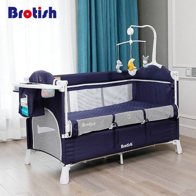 Multifunctional Baby Crib Foldable Baby Bed With Diaper Table Cradle Rocker Travel Game Bed Portable Baby Crib For 0-6 Years Old - TheWellBeing4All