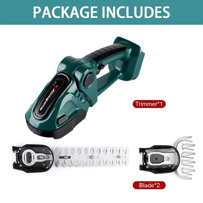 Electric Hedge Trimmer 20000RPM Rechargeable Handheld Household Shrub Weeding Pruning Mower Garden Tools 2 in 1 24V Cordless - TheWellBeing4All