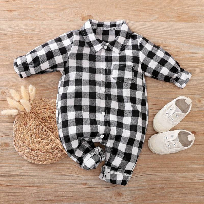 Stylish Newborn Baby Boy Plaid Rompers - Christmas Gentleman Suit - TheWellBeing4All