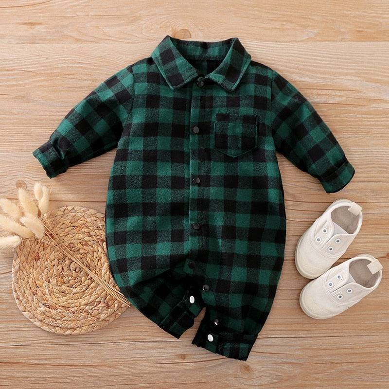 Stylish Newborn Baby Boy Plaid Rompers - Christmas Gentleman Suit - TheWellBeing4All