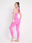 Women's Seamless Dotted Two-piece Peach Hip Trousers Racerback Bra Vest Sports Suit - TheWellBeing4All