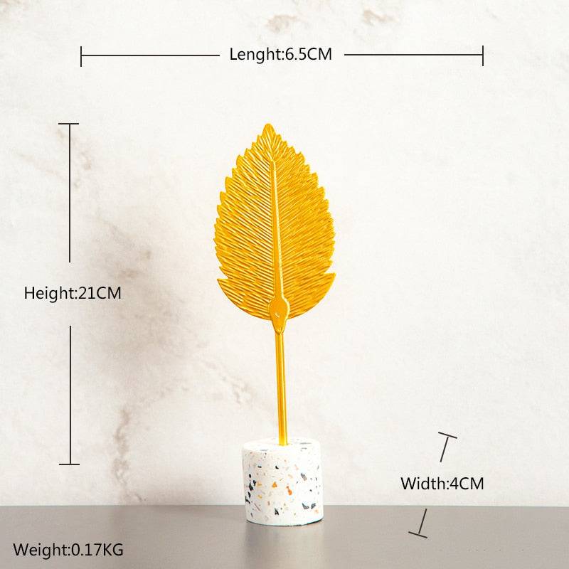 Creative Modern Golden Leaf Ornament Home Living Room Decoration Metal Figurines Flowers Ornaments Miniature Metal Figurines - TheWellBeing4All