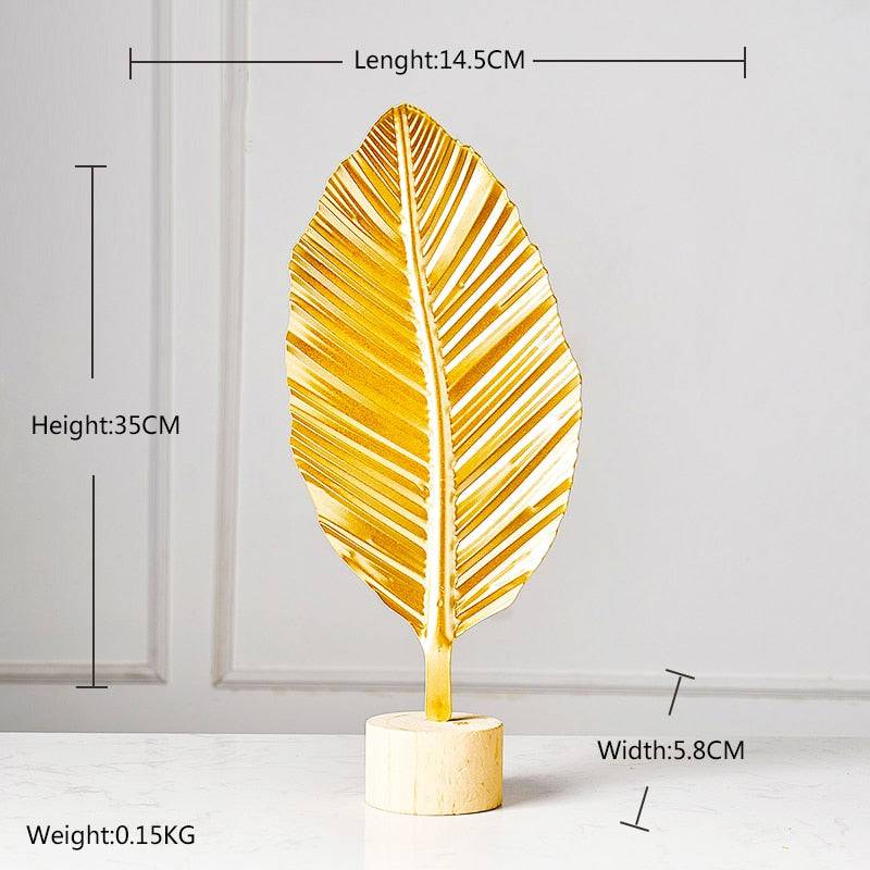 Creative Modern Golden Leaf Ornament Home Living Room Decoration Metal Figurines Flowers Ornaments Miniature Metal Figurines - TheWellBeing4All