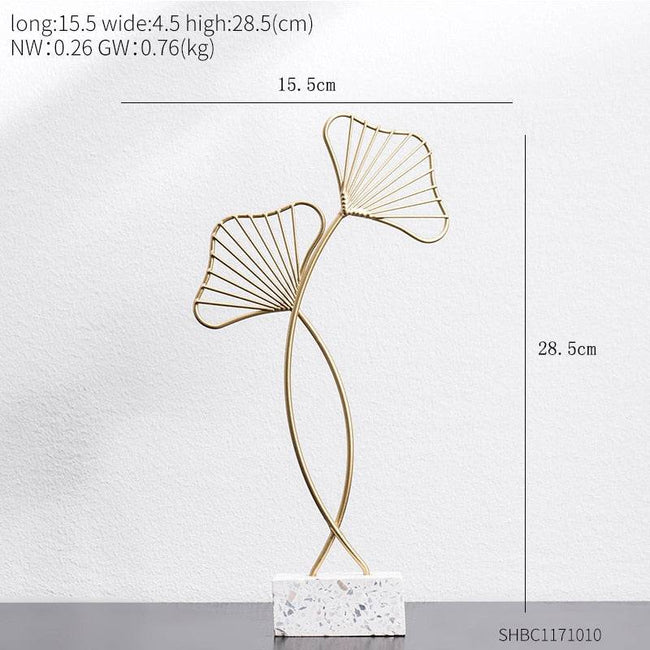 Creative Modern Golden Leaf Ornament Home Living Room Decoration Metal Figurines Flowers Ornaments Miniature Metal Figurines - TheWellBeing4All