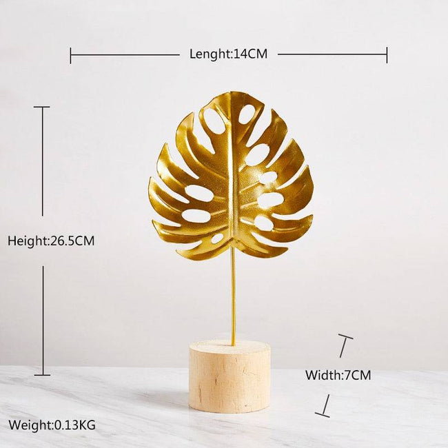 Creative Modern Golden Leaf Ornament Home Living Room Decoration Metal Figurines Flowers Ornaments Miniature Metal Figurines - TheWellBeing4All